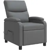vidaXL Massage Relaxstoel Grijs Kunstleer
