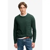 Superdry Katoenen Linnen Longsleeve Top Met Zak Green Grootte: S