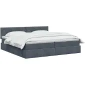vidaXL - LED - opbergbed - met - matras - Donkergrijs - 200 - x - 200 - cm - Fluweel