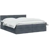 vidaXL LED opbergbed met matras Donkergrijs 180 x 200 cm Fluweel