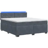 vidaXL Boxspringbed met matras en LED-verlichting, donkergrijs, 180 x 200 cm, fluweel