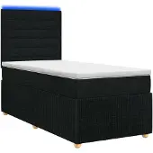 vidaXL LED boxspringbed met matras, zwart, 90 x 190 cm, gestoffeerd