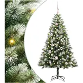 vidaXL Kunstmatige Scharnierende Kerstboom met Gevlokte Sneeuw Warmwit