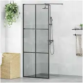 vidaXL Inloopdouchewand Zwart 80 x 195 cm gehard glas