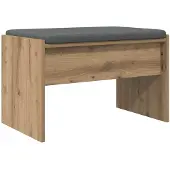 vidaXL Schoenbank met kussen Artisanaal eiken 63 x 38 x 40 cm