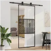 vidaXL Glazen deur, 90 x 2 x 205 cm, aluminium, zwart