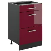 Vicco Keukenonderkast R-Line, Rode hoogglans/Antraciet, 50 cm zonder werkblad
