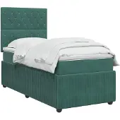 vidaXL LED boxspringbed met matras, donkergroen, 90 x 190 cm, fluweel
