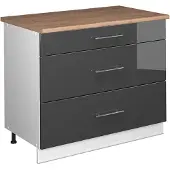 Vicco Keukenonderkast Fame-Line, Antraciet Hoogglans/Wit, 100 cm, WB Eik