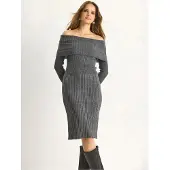 Bianco Geribbelde Midi-jurk