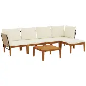 vidaXL 6 st Massief acaciahout & touw Naturel