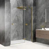 Polysan Globe nisdeur met vast paneel 100cm helder glas rechts goud mat