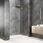 Polysan Globe nisdeur met vast paneel 120cm helder glas rechts koper mat