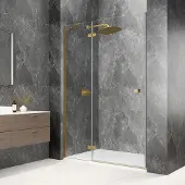 Polysan Globe nisdeur met vast paneel 90cm helder glas links goud mat