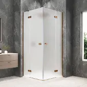 Polysan Globe vierkante douchecabine 90x90cm hoekinstap mat glas koper mat