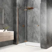 Polysan Globe nisdeur met vast paneel 90cm helder glas links koper mat