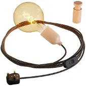 Creative Cables Snake Rolé Wood Zonder Gloeilamp Lamphouder Met Snoer