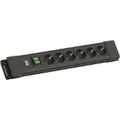 Bachmann CONNECTUS 6xCEE7/3, 1xschakelaar 2,0 m CEE7/7 zwart