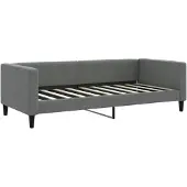 vidaXL Dagbed met uittrekbaar gedeelte en lades, donkergrijs, 100x190 cm, stof
