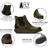 Fly london Dames Diesel Groene Chelsea Leren Enkellaarzen - SALV195