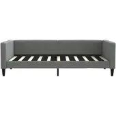 vidaXL Slaapbank met onderschuifbed 100x190 cm stof donkergrijs
