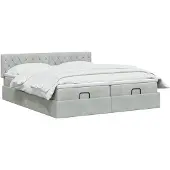 vidaXL Ottomanbed met matras en LED-verlichting, lichtgrijs, 200 x 200 cm, fluweel