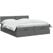 vidaXL - Ottoman - bed - met - matras - met - hoofdeinde - 2 - st - Donkergrijs - Stof