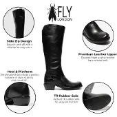 Fly london Dames Zwarte Leren Hoge Hakken Rijlaarzen - MISTRY