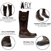 Fly london Bruine Leren Leren Kniehoge Laarzen - SOIF361