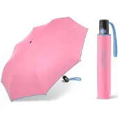 Benetton Automatische Paraplu voor Handtas - Roze met Contrasterende Rand