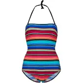Zoggs Dames Mexicali Gestreepte Strapless Eénstuk Badpak (Multikleur)