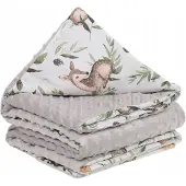Babymam Dubbelzijdig Babydekentje Minky Katoen 75x100cm Grijs Groen