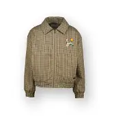 Vingino geruite jas met patches - bruin Meisjes Polyester Klassieke kraag - maat 128