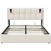 Happiq Opbergbed 160 X 200 Cm Beige - met Lattenbodem