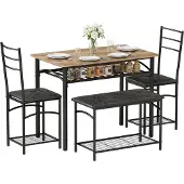 HOMCOM Dining Table Set-Metall, MDF-100L x 60B x 74,5H cm-Rustikal-Braun