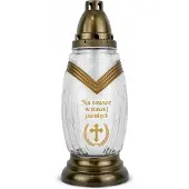 Ral Glazen Znicz 30 cm Goud met Kruis & Inzet - Elegante Herdenking