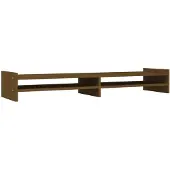 vidaXL Monitorstandaard 100x27x15 cm massief grenenhout honingbruin