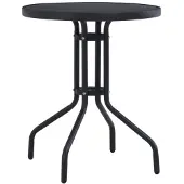 vidaXL Tuintafel 80 cm staal en glas zwart