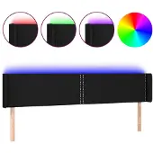 vidaXL Hoofdbord LED 203x16x78/88 cm stof zwart