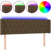 vidaXL Hoofdbord LED 163x16x78/88 cm stof donkerbruin