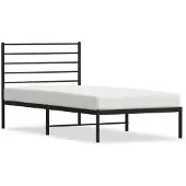vidaXL Bedframe met hoofdeinde, zwart metaal, 100x200 cm
