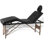 vidaXL Massagetafel, inklapbaar, 4 zones, met houten frame, zwart