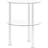 vidaXL Bijzettafel 2-laags 38 cm gehard glas transparant