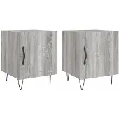 vidaXL Nachtkastjes 2 st 40x40x50 cm bewerkt hout grijs sonoma eiken