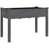 vidaXL Plantenbak met voering 118x59x76 cm massief vurenhout grijs