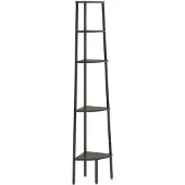 vidaXL Hoekrek met 5 planken, zwart, 45,5 x 31,5 x 180 cm