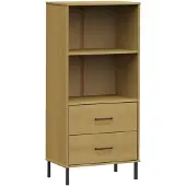 vidaXL Boekenkast met 2 lades OSLO 60x35x128,5 cm massief hout bruin