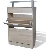 vidaXL Schoenenkast met lade en glazen schap eiken hout online kopen