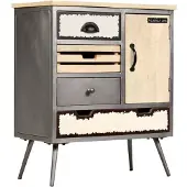 vidaXL Buffet Bois de manguier massif et acier 65 x 33 x 76 cm