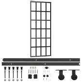 vidaXL Schuifdeur met beslag 76x205 cm aluminium en ESG-glas